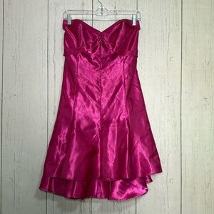 Jessica McClintock For Gunne Sax Hot Pink Formal Strapless Cocktail Party Dress